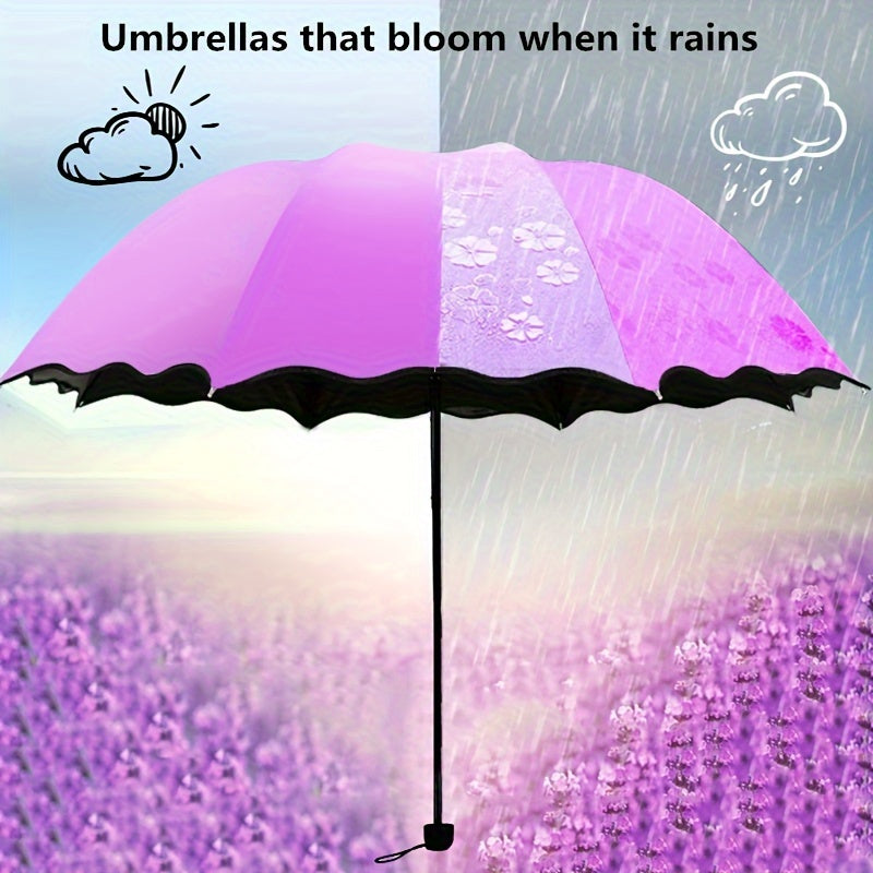 Waterproof Folding Umbrella with Sun Protection Windproof Minimalist Pongee UV Block