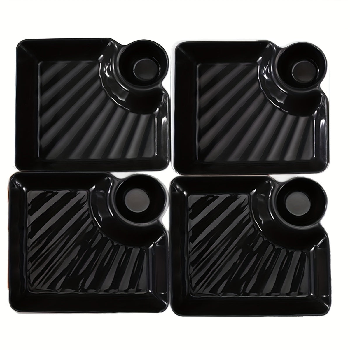 4-Piece Chip and Dip Serving Platter Set with Sauce Compartments for Snacks and Appetizers