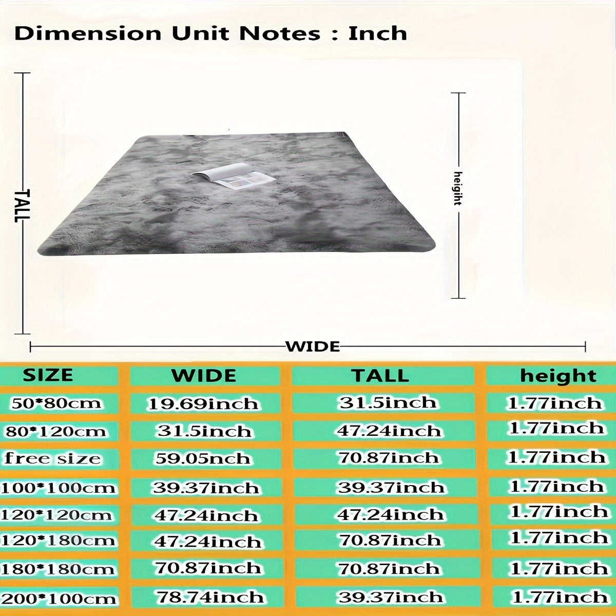 Uy xona va yotoqxona uchun Tie-Dye Fluffy gilam, qulay uy bezaklari