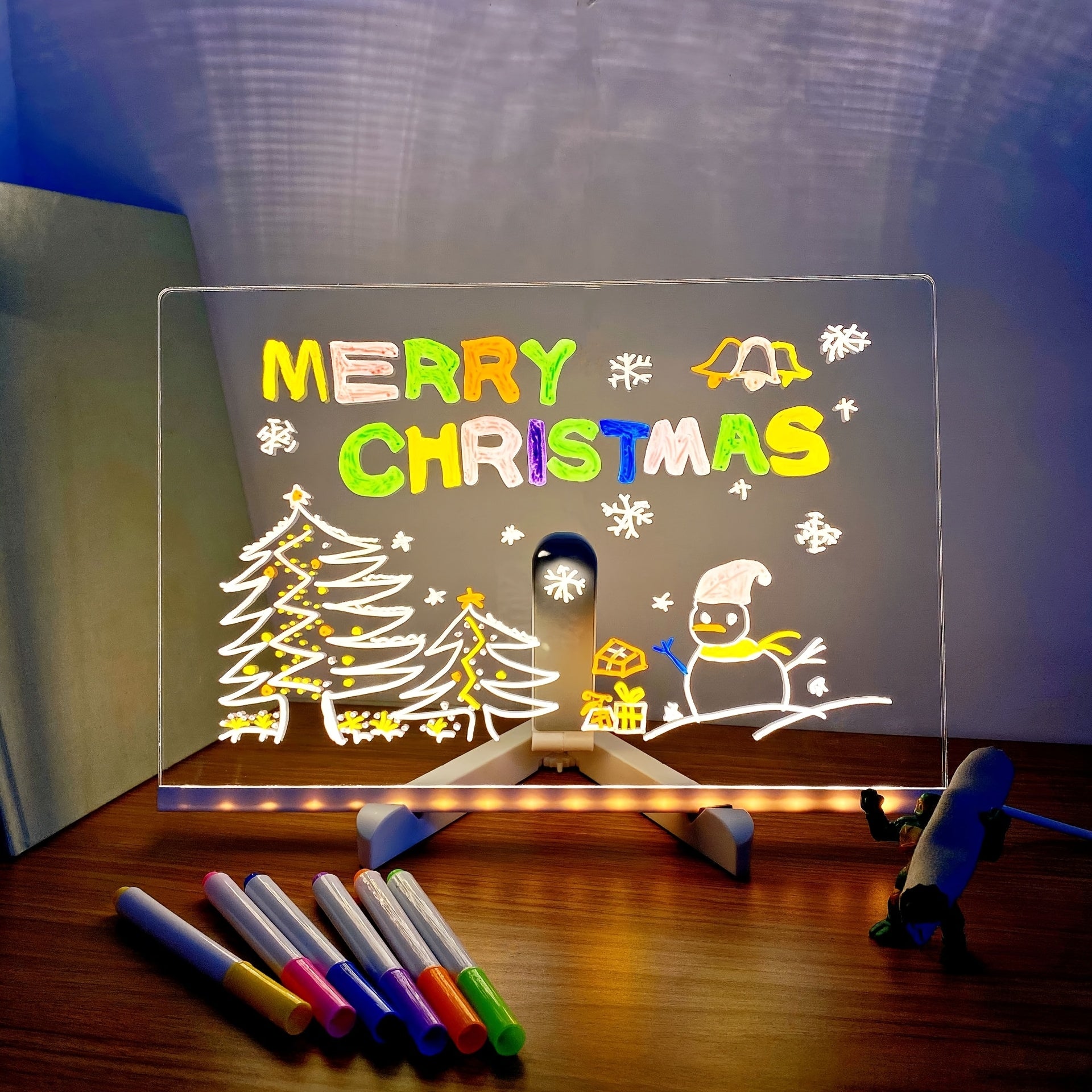 Children's LED Drawing Board with 7 Color Pens Night Light and Stand