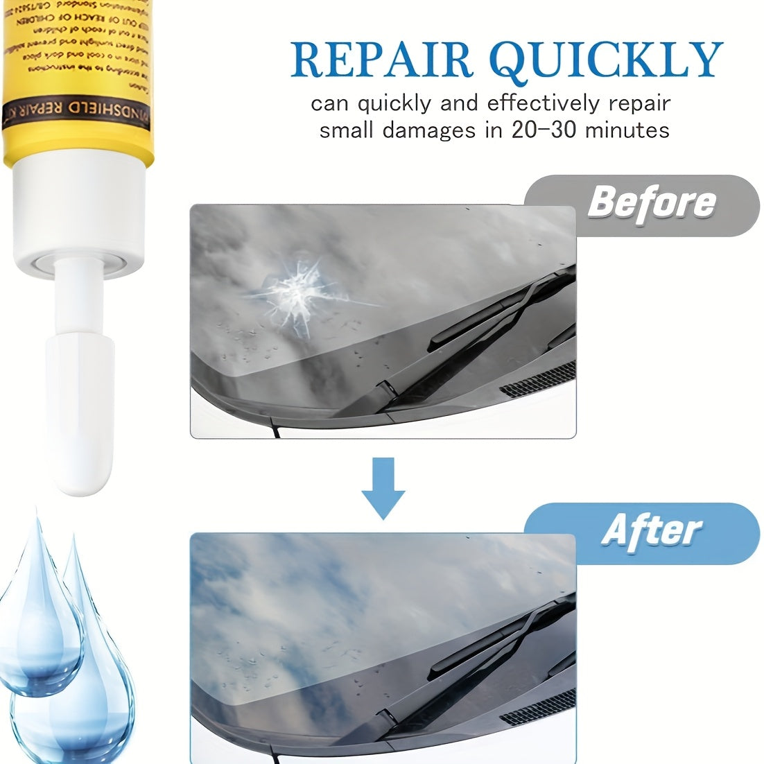 Car Windshield Repair Kit Liquid Glass Filler for Chips and Cracks
