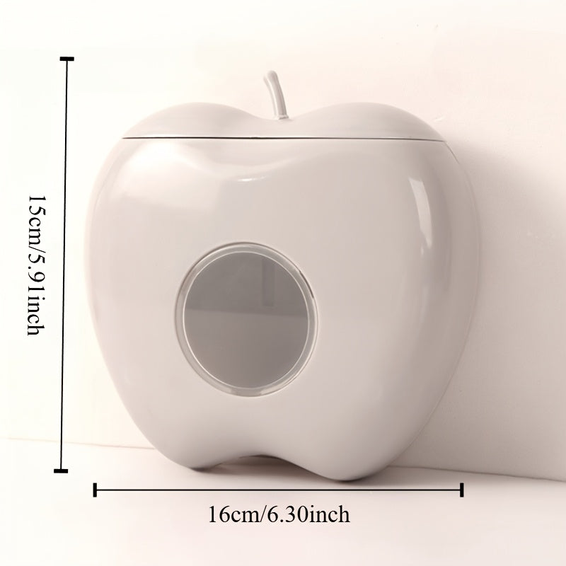 Olma shaklidagi devorga o'rnatiladigan plastik paket tarqatuvchi, katta sig'imga ega - oshxona va hammomda elastik yangi saqlash o'ralarini saqlash uchun mukammal. Oson kirish uchun shaffof derazali joyni tejovchi dizayn.