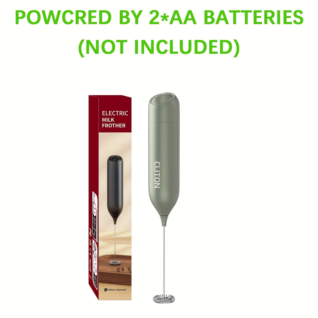 Electric Milk Frother Handheld Battery-Powered Foam Maker for Coffee Cappuccino Matcha Hot Chocolate