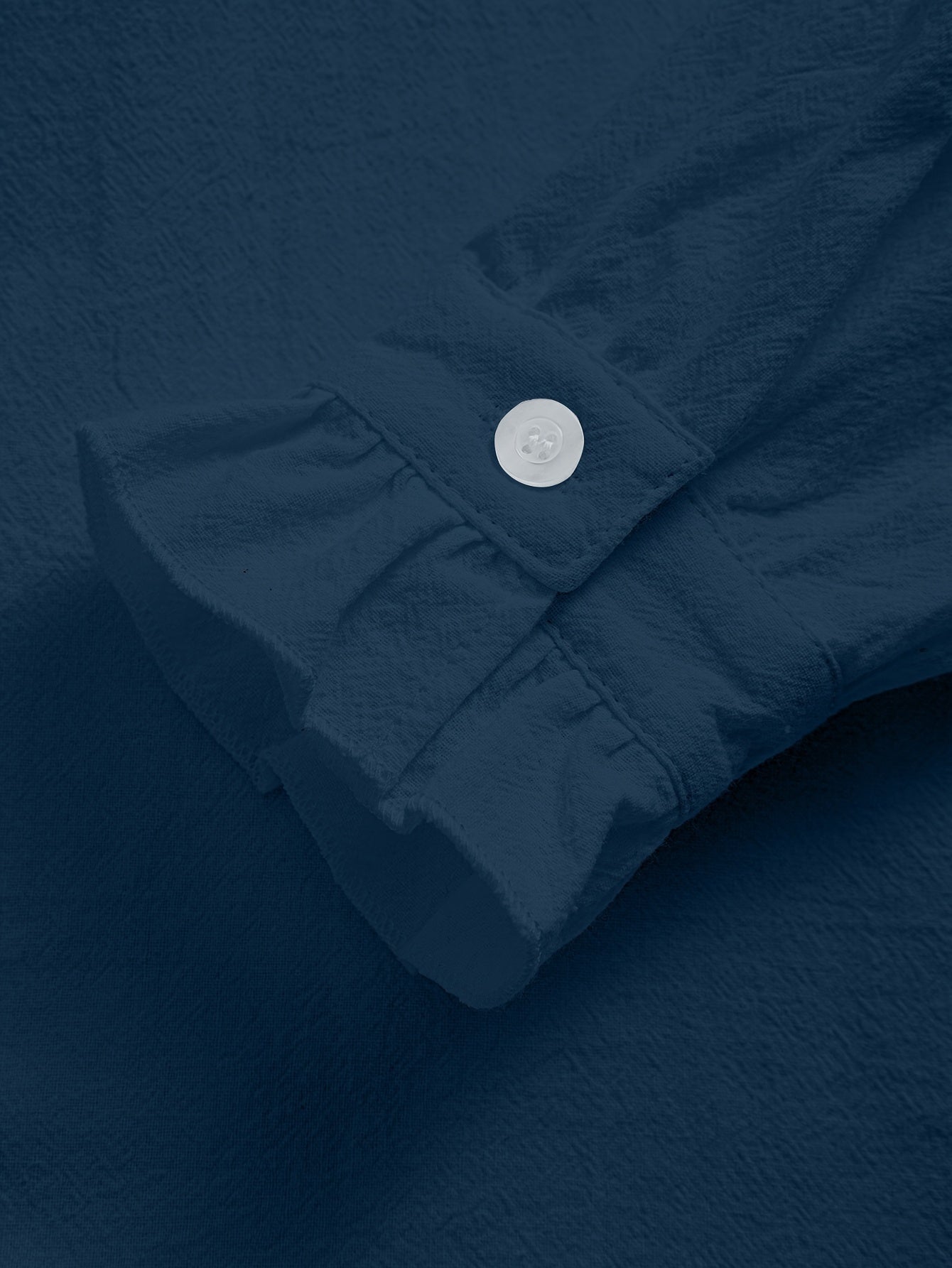 Loose-Fitting Cotton Shirt for Adults with Solid Color, Front Buttons, and Lace Trim