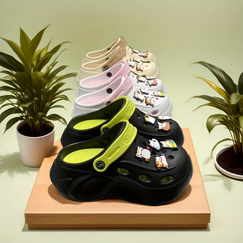 Women's Summer Hollow Shoes Lightweight EVA Thick Sole Garden Beach Shoes