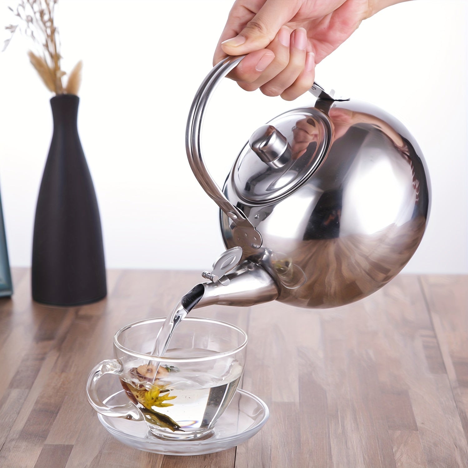 Stainless Steel Tea Kettle with Drain Spout for Induction Gas and Commercial Use