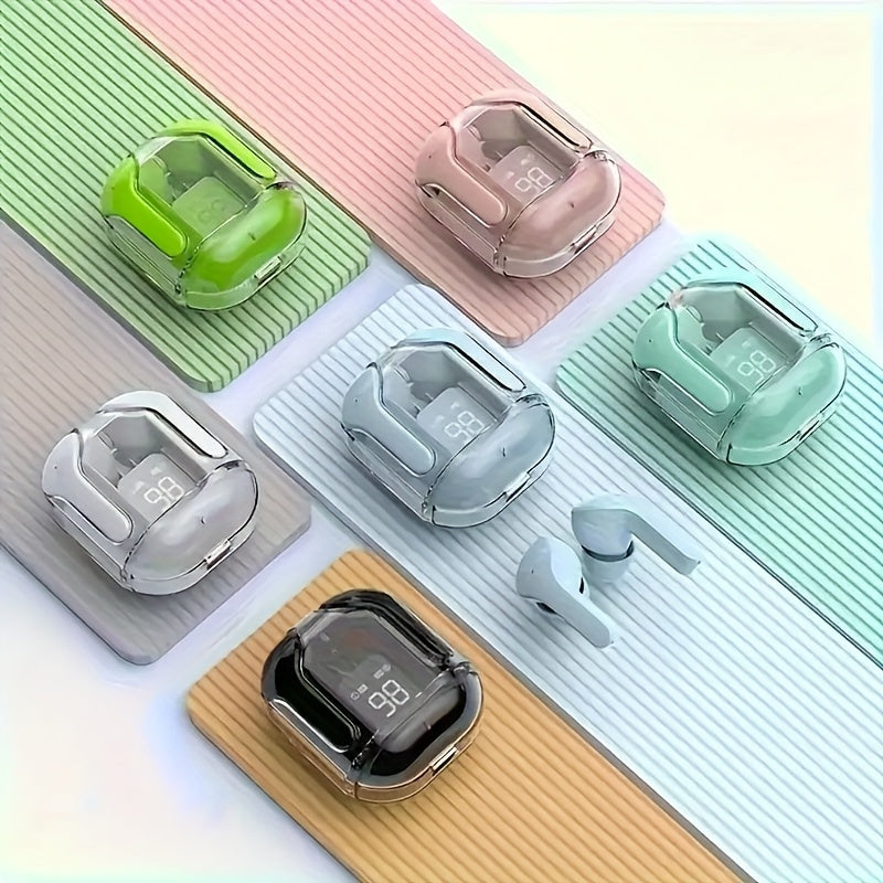 Wireless In-Ear Headphones Transparent Design LED Power Display High-Definition Sound Long Battery Life Comfortable Fit