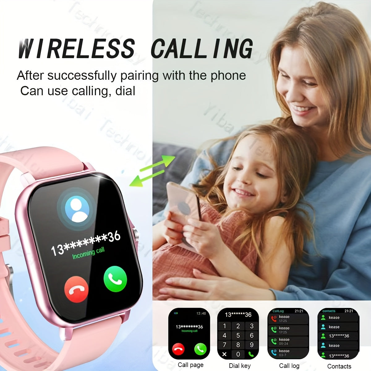 2025 Smartwatch 4.65cm Full Touch Screen Music Player Camera Sports Step Counter Weather Forecast Wireless Calls Compatible with Android iPhone