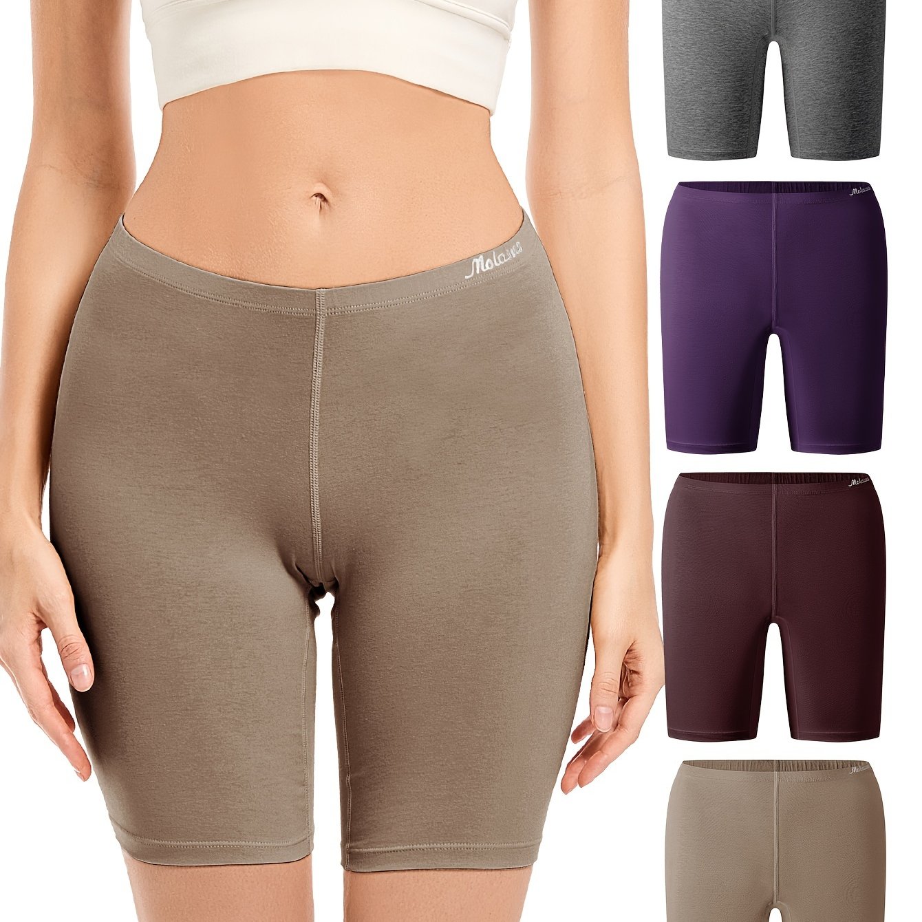 Women's Slimming Shapewear Shorts 4 Pack Biker Style Butt Lifting Breathable Cotton