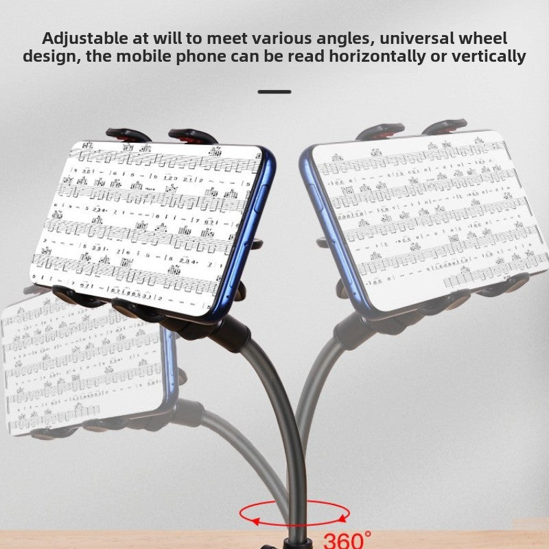 Adjustable Black ABS Guitar Phone Stand for Live Streaming Learning Hands-Free Play