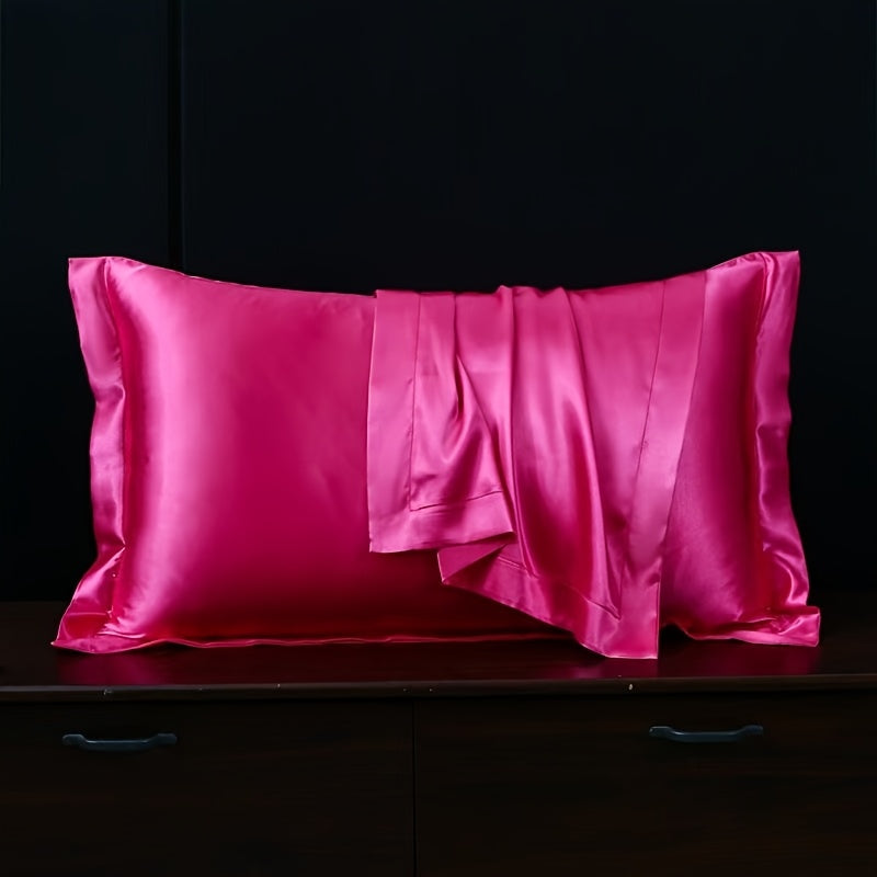 Set of 2 Mulberry Silk Pillowcases 25 Momme Satin Weave Hypoallergenic Solid Color