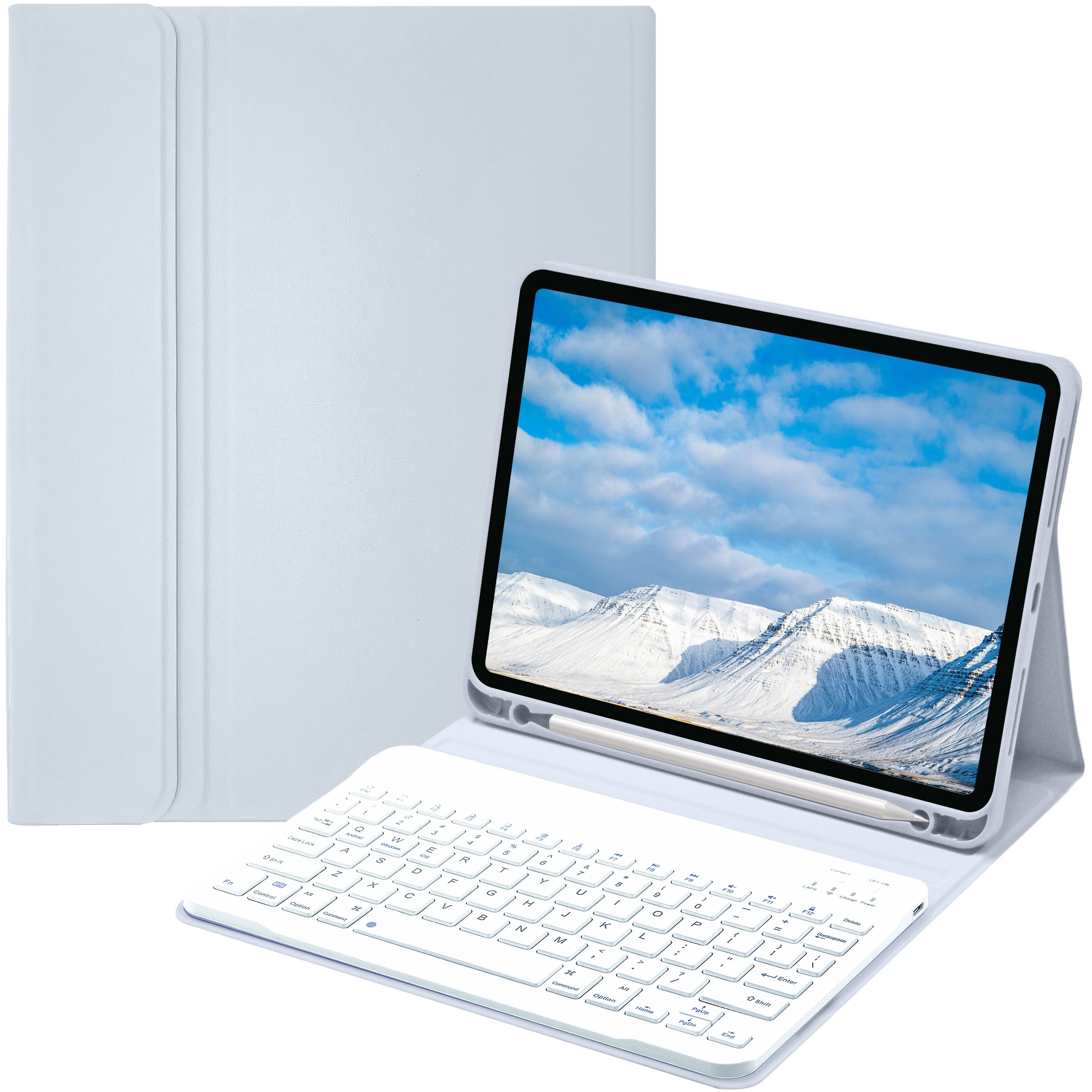 Funda con teclado para iPad Air 1-5, 5ª-10ª generación, Pro 11/12.9 pulgadas con teclado inalámbrico desmontable y soporte para lápiz