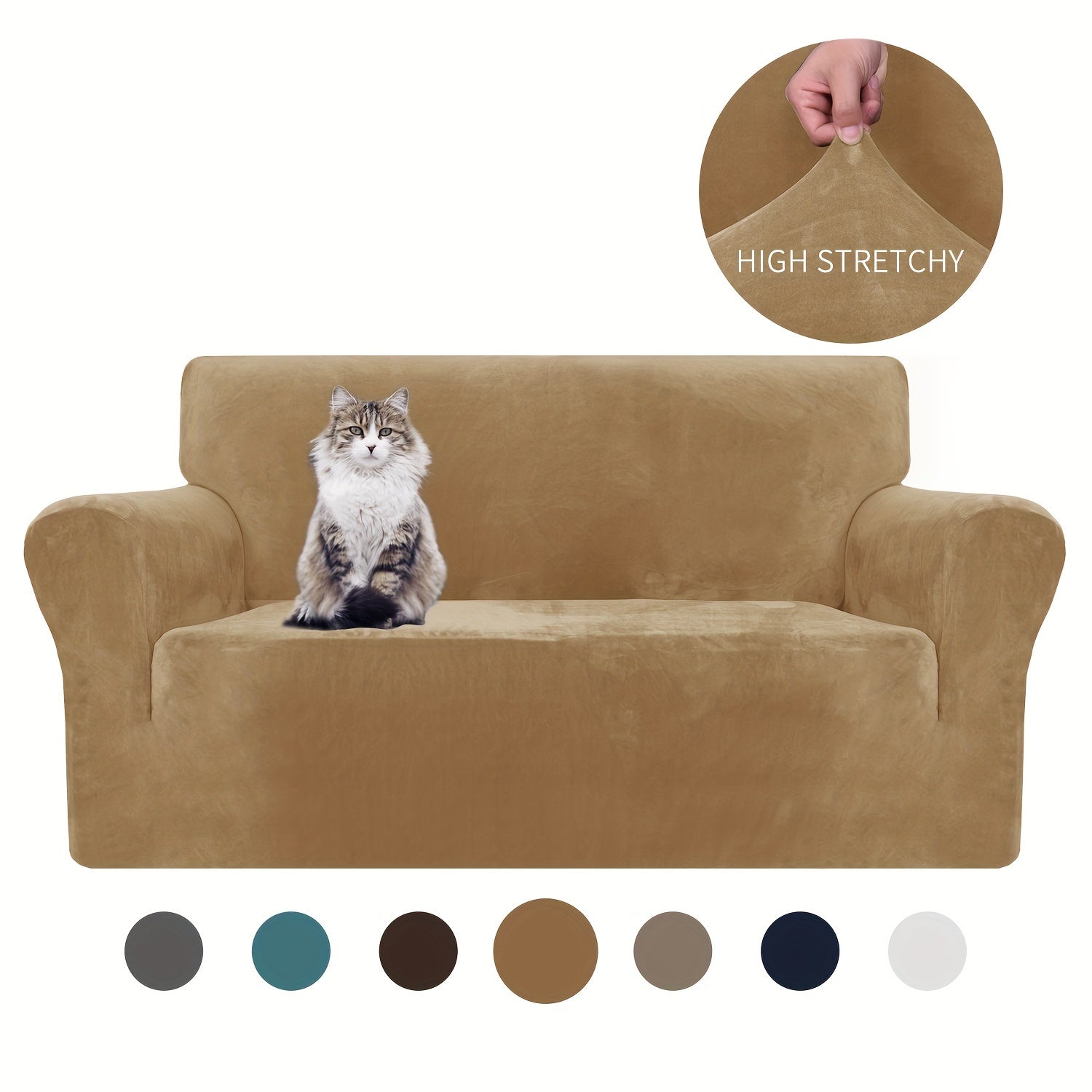 Velvet Sofa Cover Elastic Bottom All Seasons Pet Scratch Protection