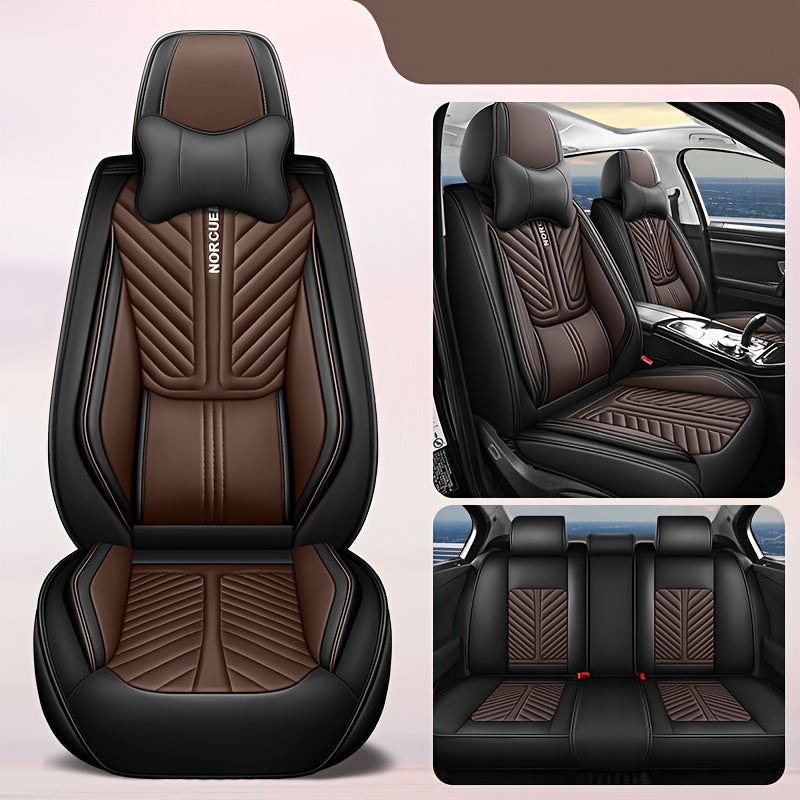 Universal PU Leather Car Seat Cover All-Season Full Coverage Interior Decoration