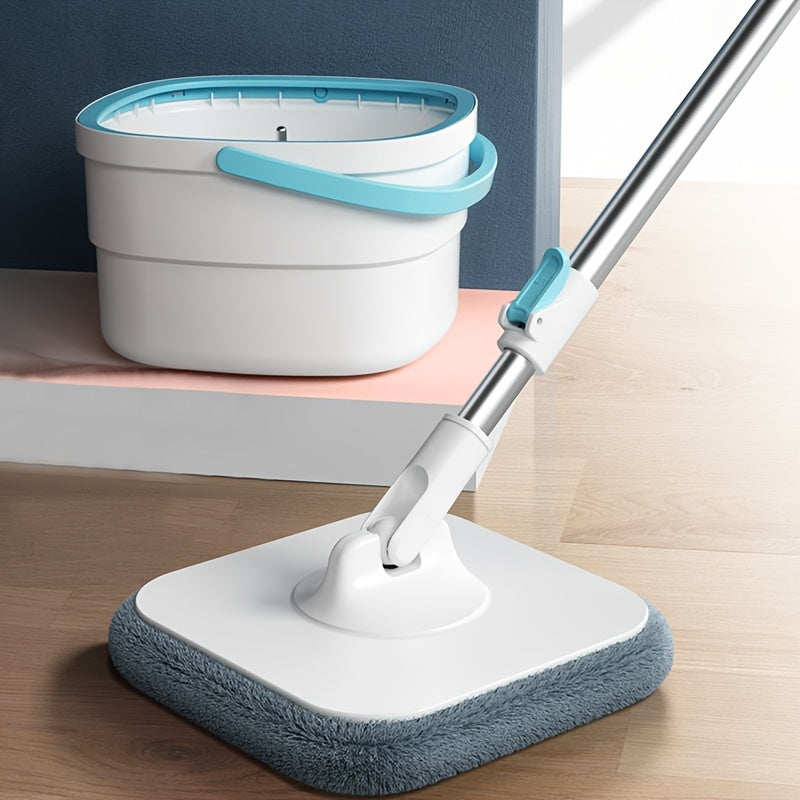 Rotating Mop and Bucket Kit with 2 Microfiber Cloths for Floor Cleaning