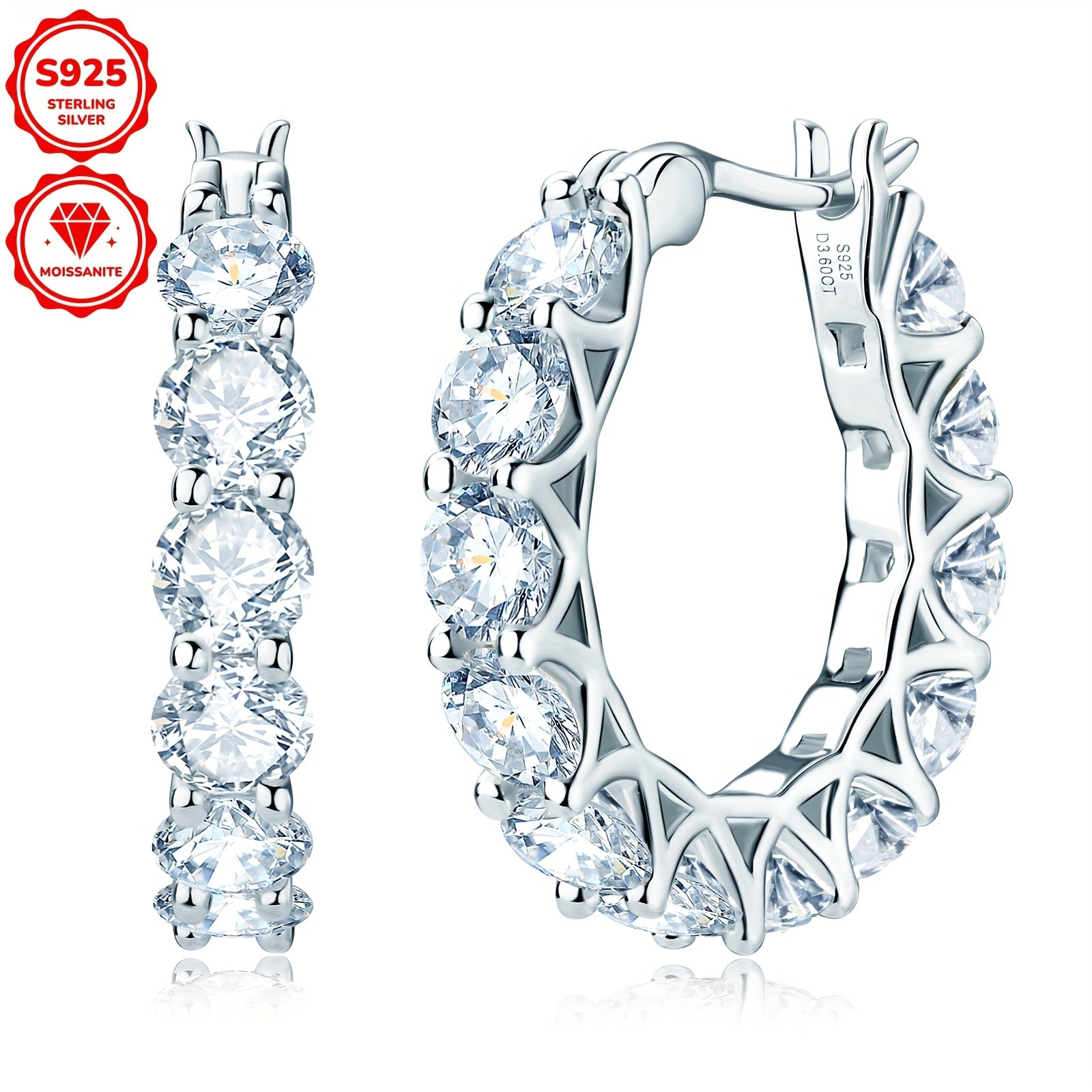 Sterling Silver Moissanite Earrings Round Full Circle 3mm 4mm Jewelry Gift