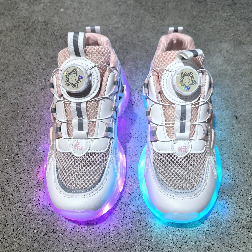 Kids' LED Sneakers for Boys and Girls Breathable Mesh Light Up Shoes with Color Changing and USB Charging