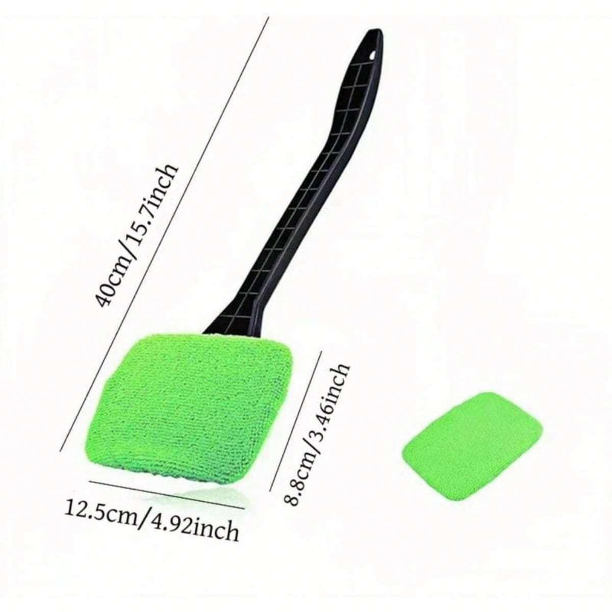 Набор для очистки окон автомобиля из 9 предметов с микрофибровыми насадками, выдвижными ручками, зеленый