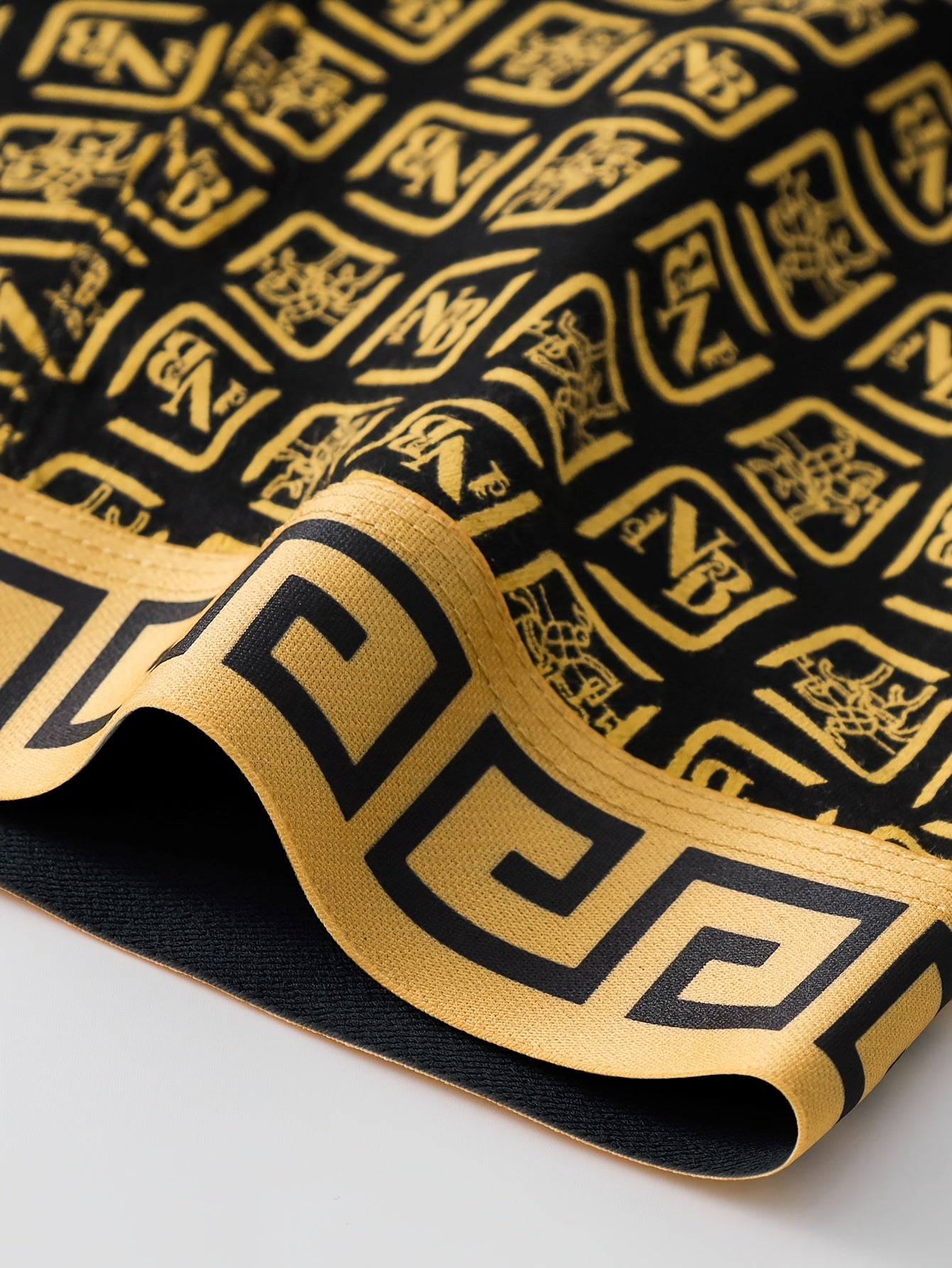 Men's Boxer Briefs Set of 4 Black and Gold Polyester Spandex Comfortable Non-Transparent