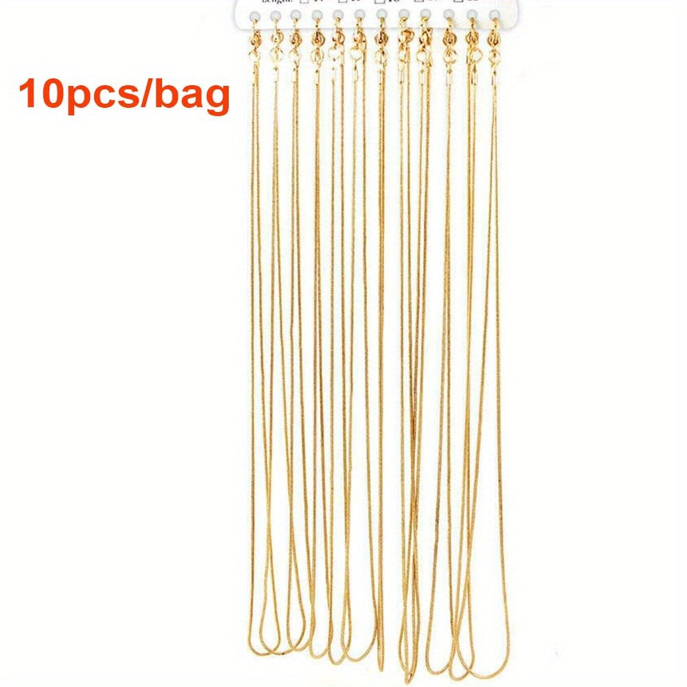 10 Pieces of Snake Chain Jewelry Sets in Rose Gold Gold and Rhodium Plating 16-30 Inch for DIY Crafting