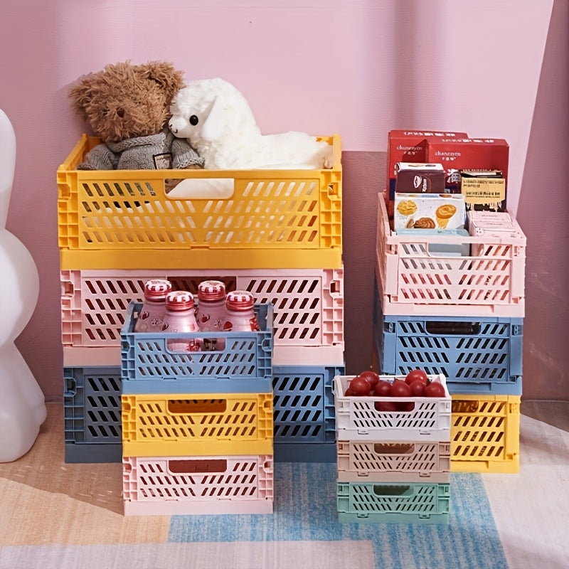 Foldable Plastic Storage Basket for Home Office Organization Multi-Functional Shelf Bin