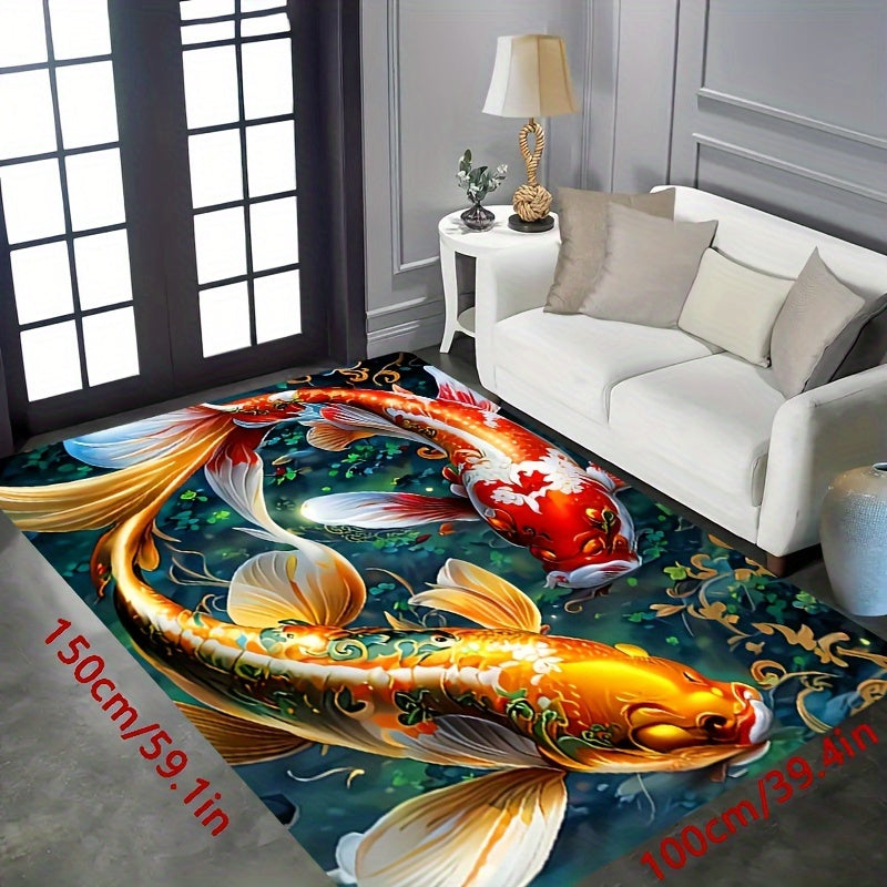 3D Fish Print Rug Non-Slip Washable Home Decor for Bedroom Office