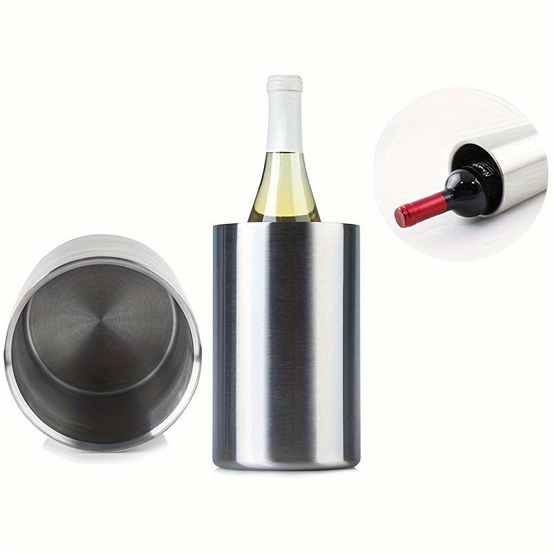 Tashqi sharoitlarda ichimliklarni sovutish uchun zanglamaydigan po'latdan yasalgan ikki qavatli muz idishi, pikniklar va partiyalar uchun ko'chma.