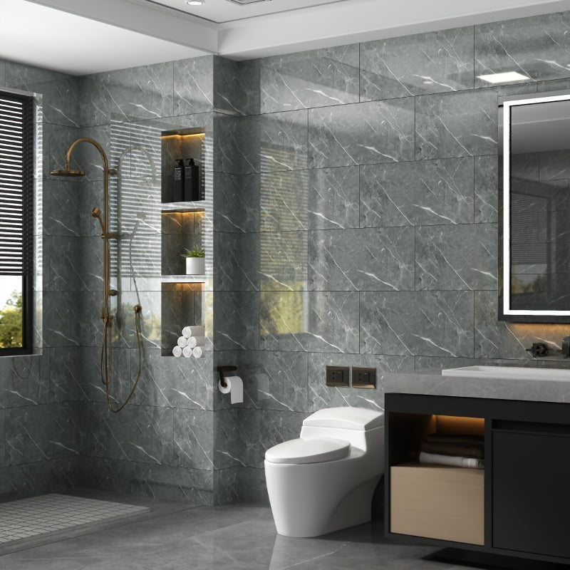 Adhesivos de pared de PVC impermeables, pegatinas autoadhesivas de imitación de azulejos de mármol para cocina y baño