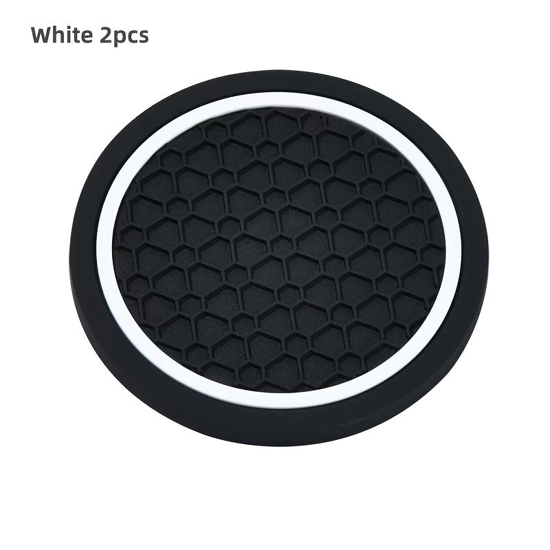 2PCS Car Coasters Honeycomb Pattern Non-slip Dustproof Drink Holder Protector