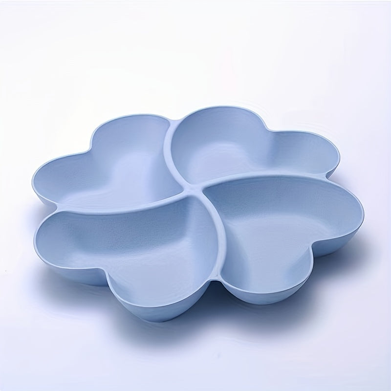 Heart-Shaped Plastic Party Snack Tray with 4 Compartments for Nuts Candy Fruit
