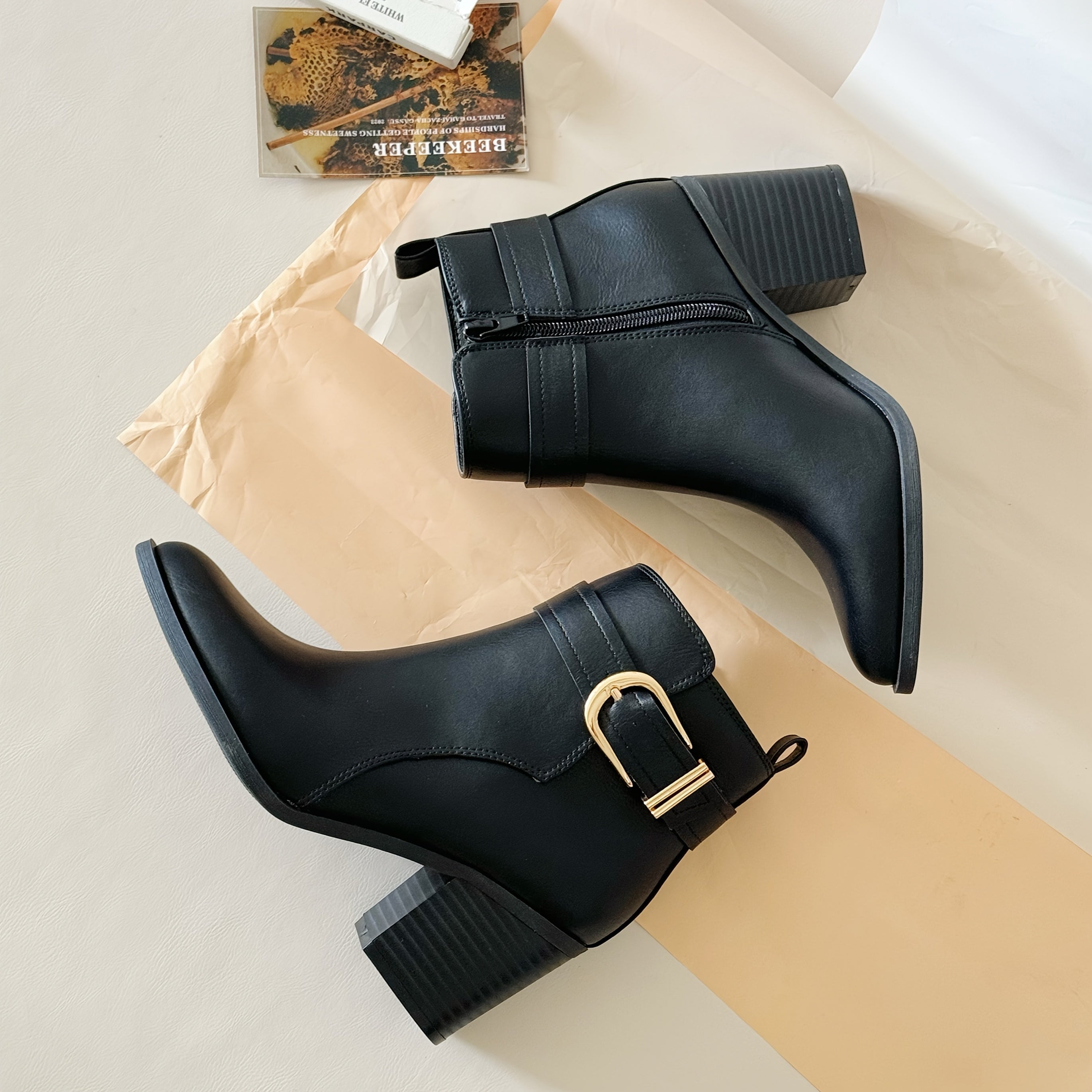Women's Ankle Boots Synthetic Pointed Toe Chunky Heel All-Season