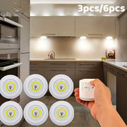 Wireless LED Under-Cabinet Lights with Remote Control for Kitchen and Wardrobe (6 or 3 Pack)
