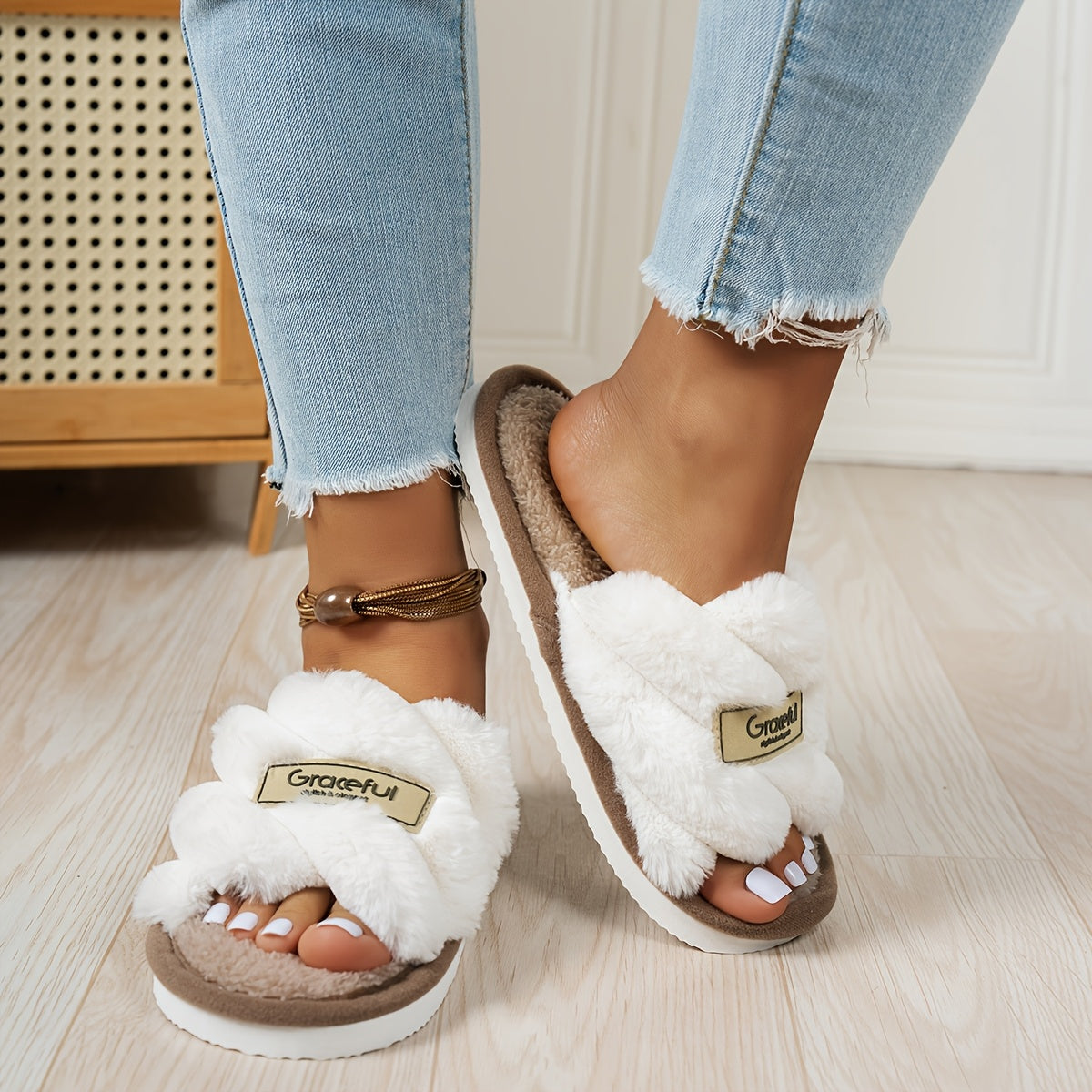 Women's Indoor Soft Slip-On Open-Toe House Slippers