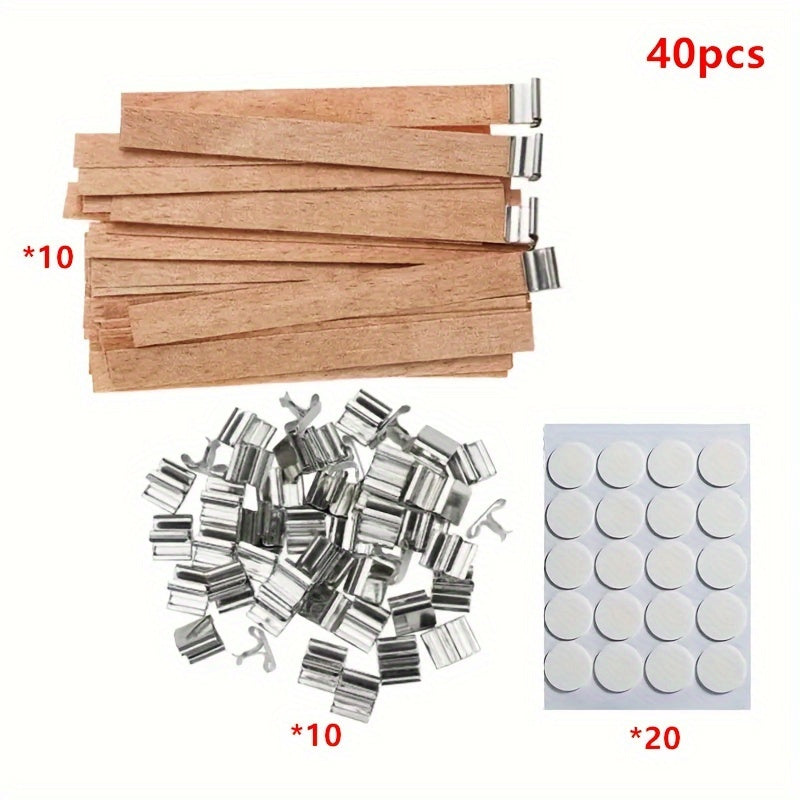 40 Pieces Wooden Candle Wicks 12.95cm Smokeless DIY Candle Making