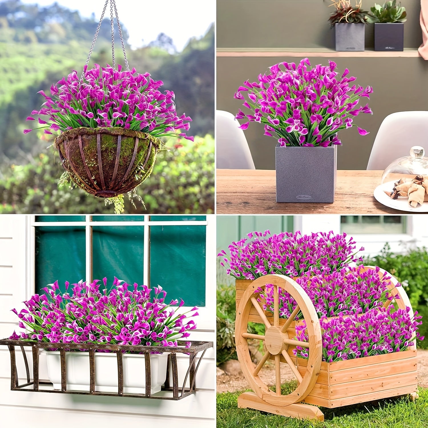 8 Bundles Artificial Water Lily Flowers UV Resistant Non-Fading for Indoor Outdoor Decor