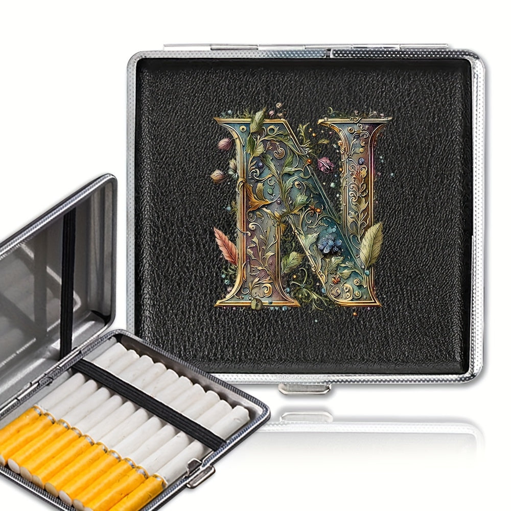 Unisex zanglamaydigan po'latdan yasalgan sigareta qutisi, 20 ta sigareta uchun, gul naqsh bilan