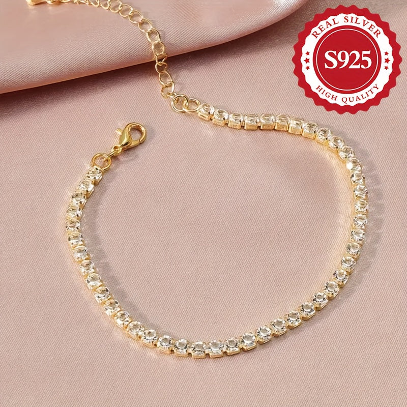 Women’s Adjustable Zirconia Anklet Sterling Silver Hypoallergenic Jewelry