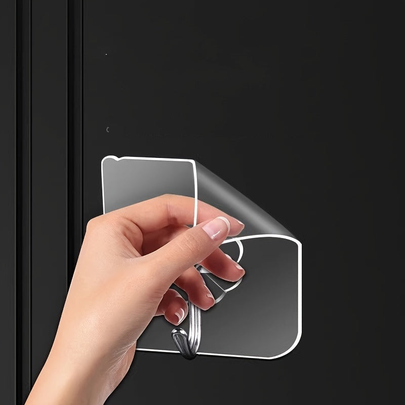 Ganchos adhesivos transparentes para cocina, sin taladro, montaje en pared, colgadores ajustables para carga, útiles