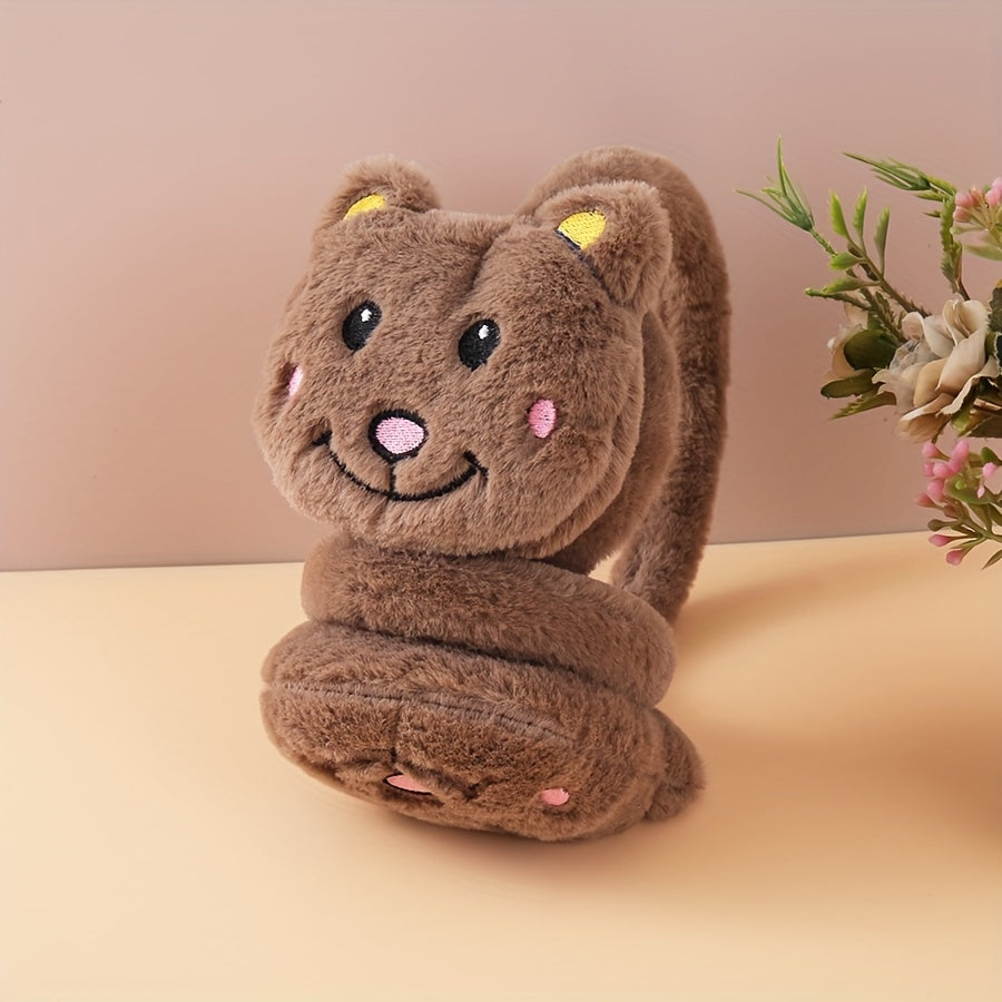 Winter Ear Warmers for Women Men Cozy Knit Cartoon Bear Design Warm Headband