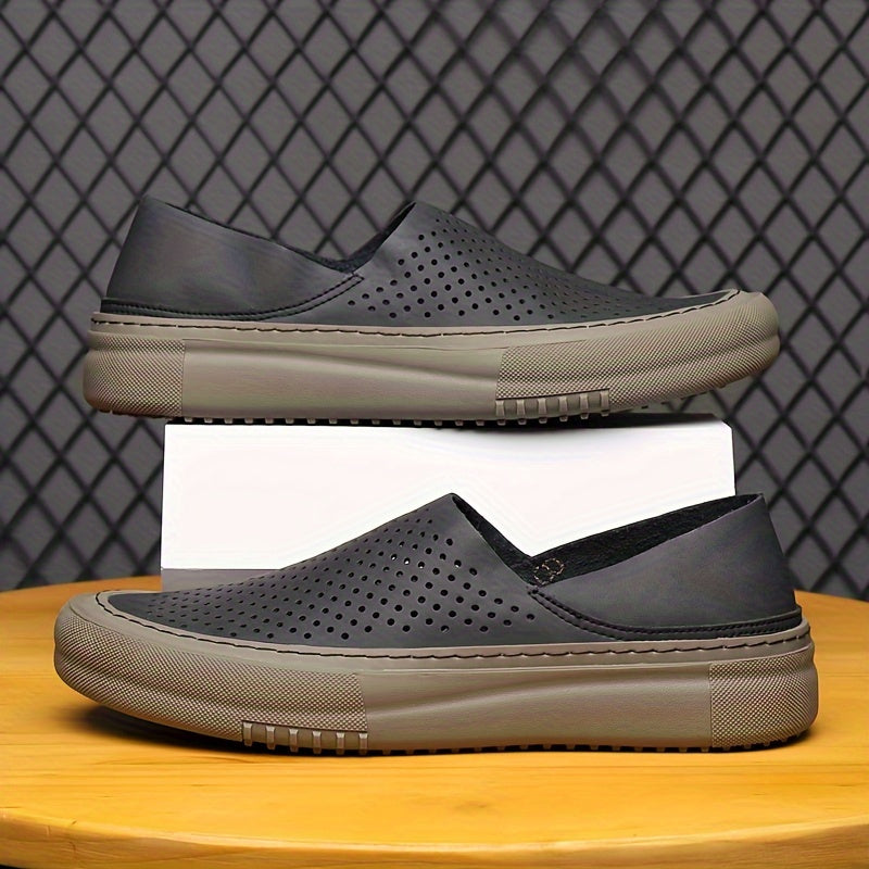 Мужские мокасины без шнурков из микрофибровой кожи, противоскользящая резиновая подошва, повседневные прогулки на улице