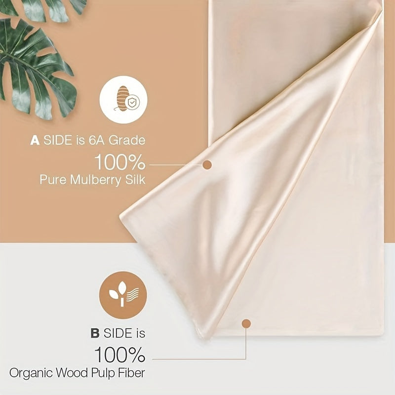Silk Pillowcase Double-Sided Solid Color Soft Cozy with Invisible Zipper for Bedroom Sofa Dorm