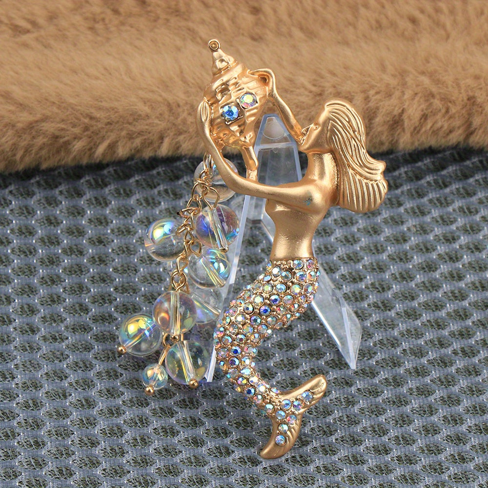 Mermaid Brooch with Enamel and Rhinestones for Ladies Gift