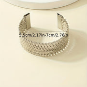Silvery Embossed Bracelet with Japanese and Korean Ethnic Style