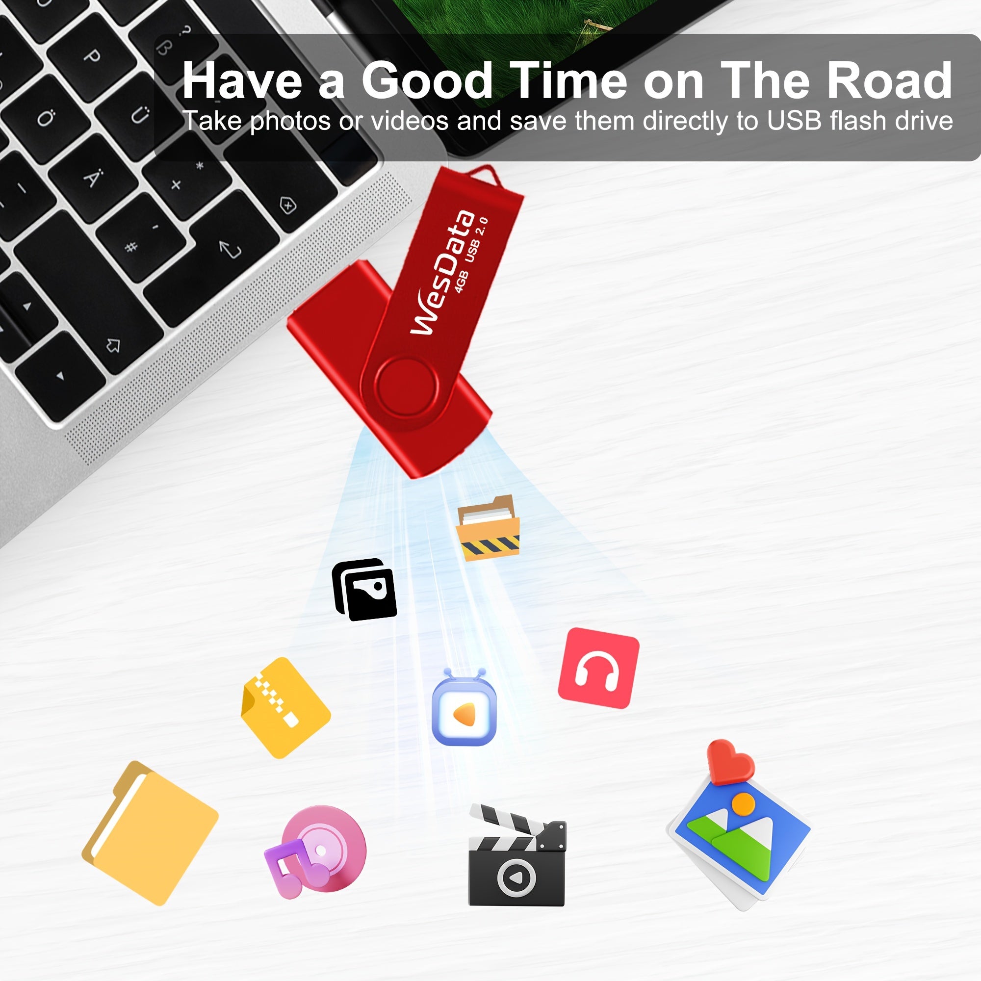 5-Pack USB Flash Drives 4GB/16GB with USB-C Adapters for Android Mac PC Laptops