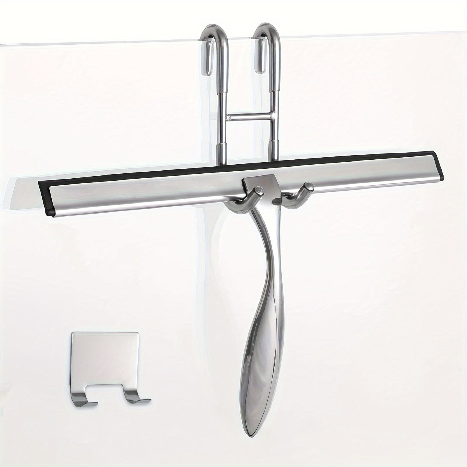 "Suvni tozalash uchun silikon tutqichi bilan shampun squeegee - hammom, shisha eshiklar va avtomobil oynalarini chiziksiz tozalash uchun - zanglamaydigan po'lat va yopishqoq ushlagich bilan"