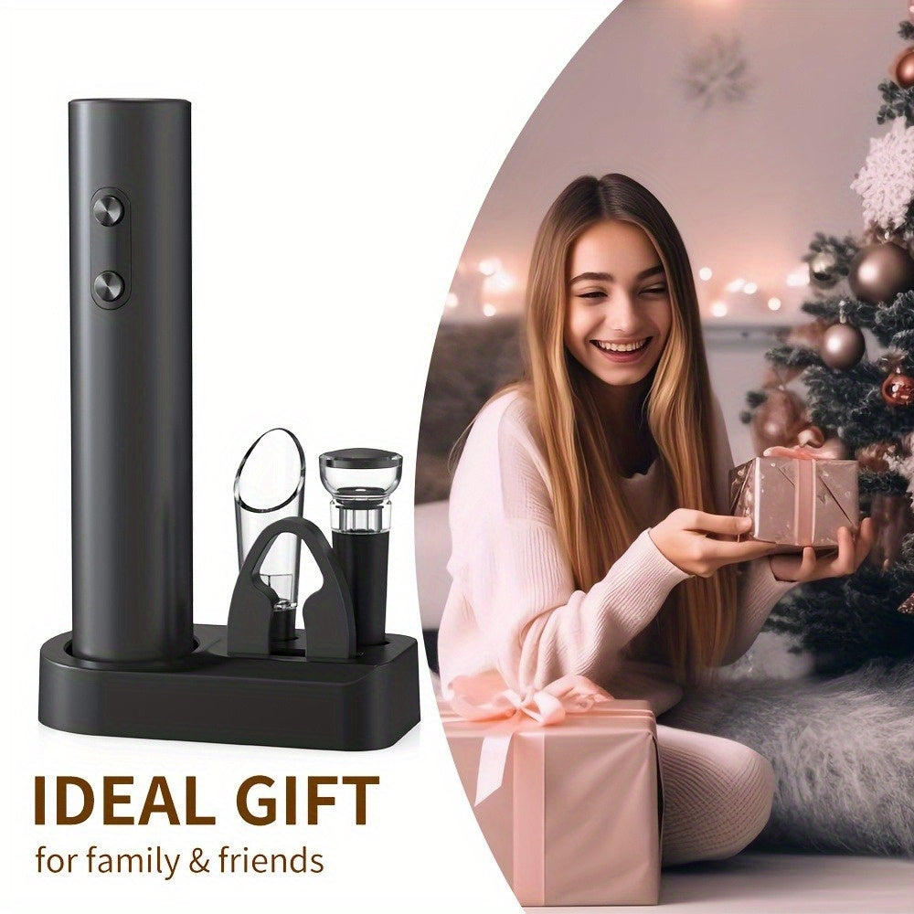 Elektrik sharob shishasi ochgich to'plami, folga kesuvchi, quyuvchi, yopuvchi va saqlash bazasi bilan