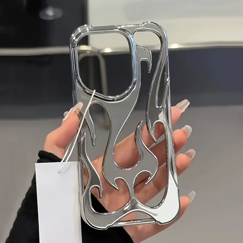 Hollow Flame Phone Case for iPhone TPU Silvery Electroplated Gift for Boys and Girls