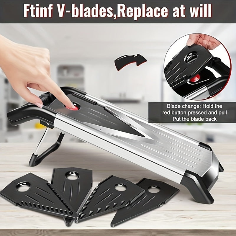 Stainless Steel Mandoline Slicer for Vegetables and Fruits with Adjustable Blades
