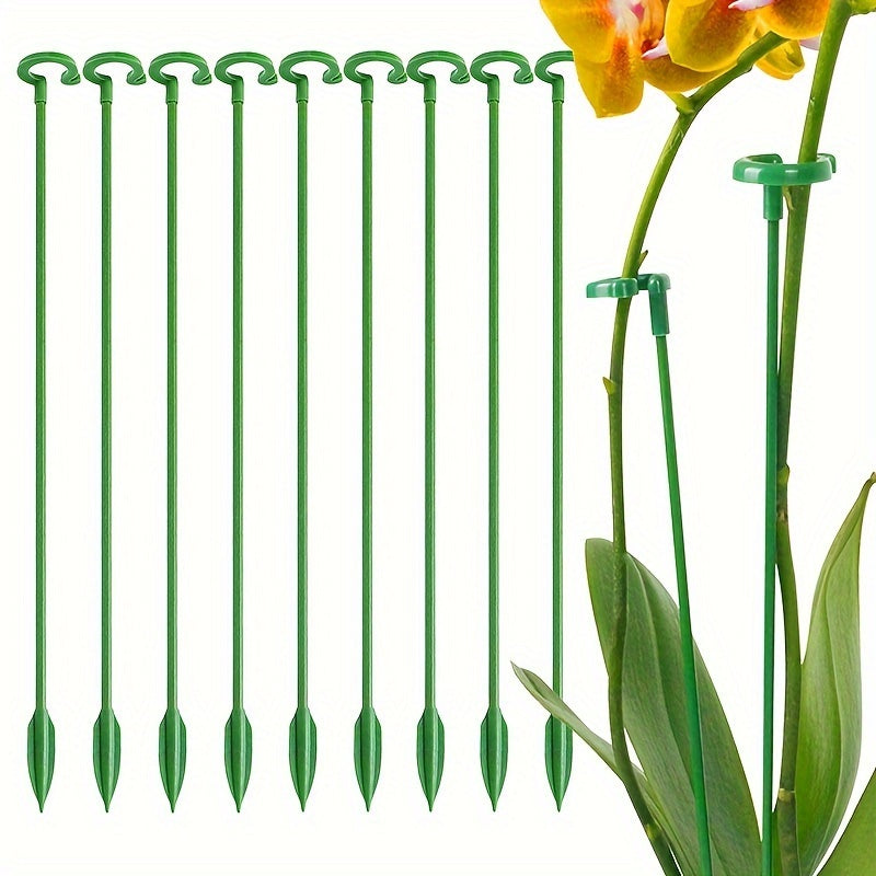 10-Pack Green Plastic and Fiberglass Plant Support Stakes for Indoor Flowers