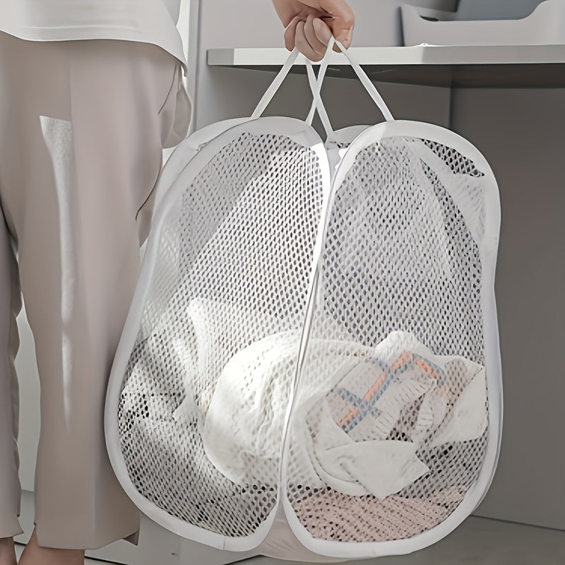 Mesh Laundry Basket with Handle Collapsible Lightweight for Home College or Travel